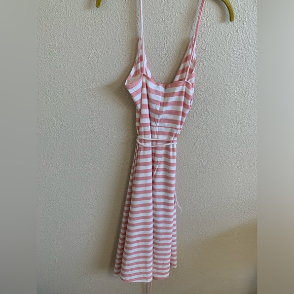 OLIVACEOUS Blush Pink White Stripes Wrap Tank Top Dress NWT🌴 - Picture 3 of 5